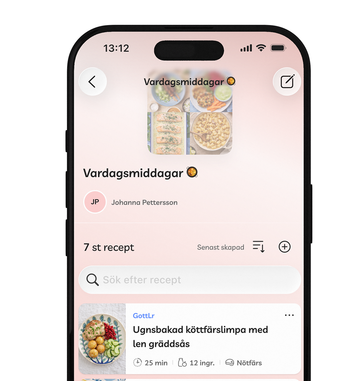 Recept samlade i listor i GottLr