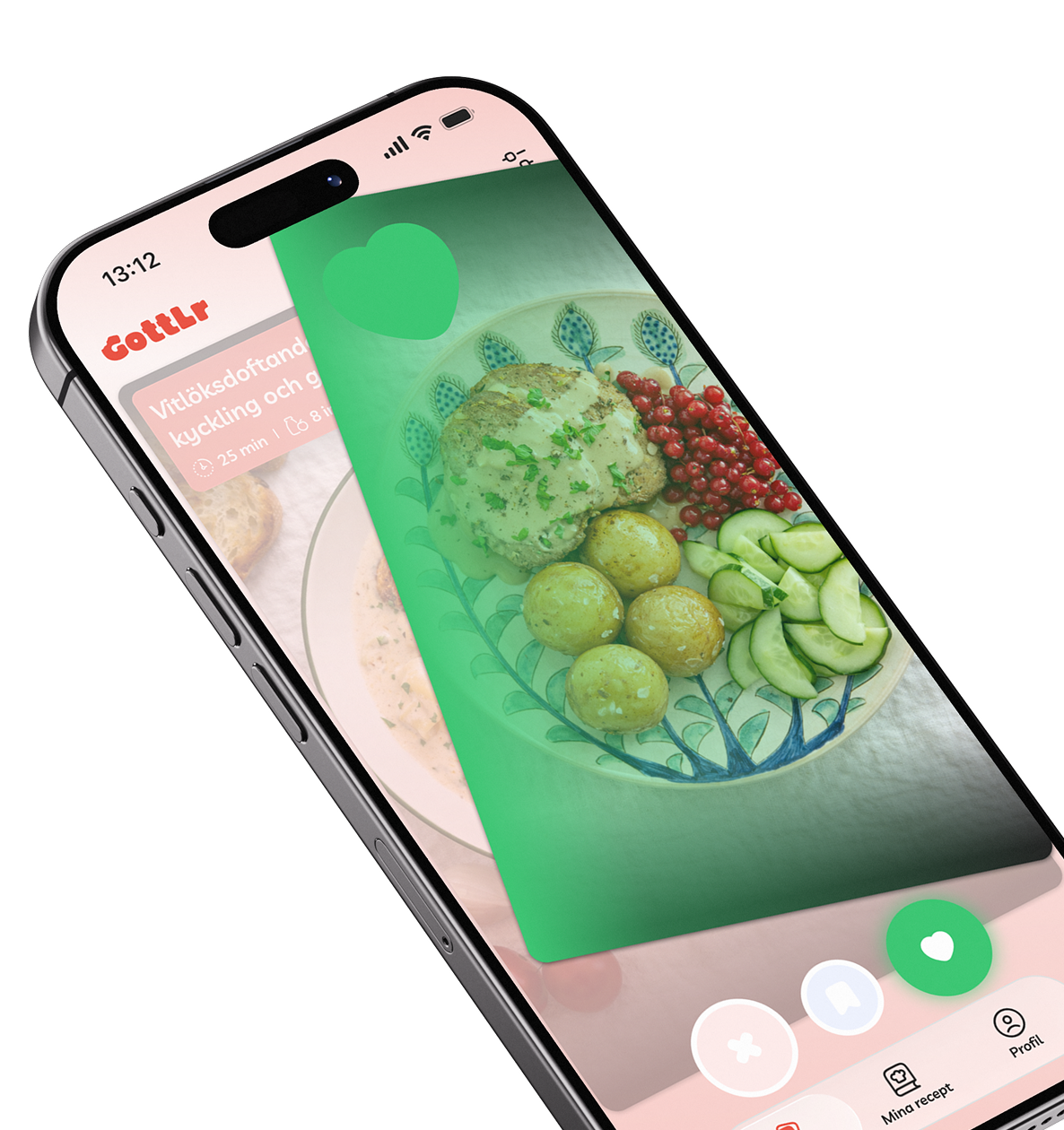 Swipea recept i GottLr